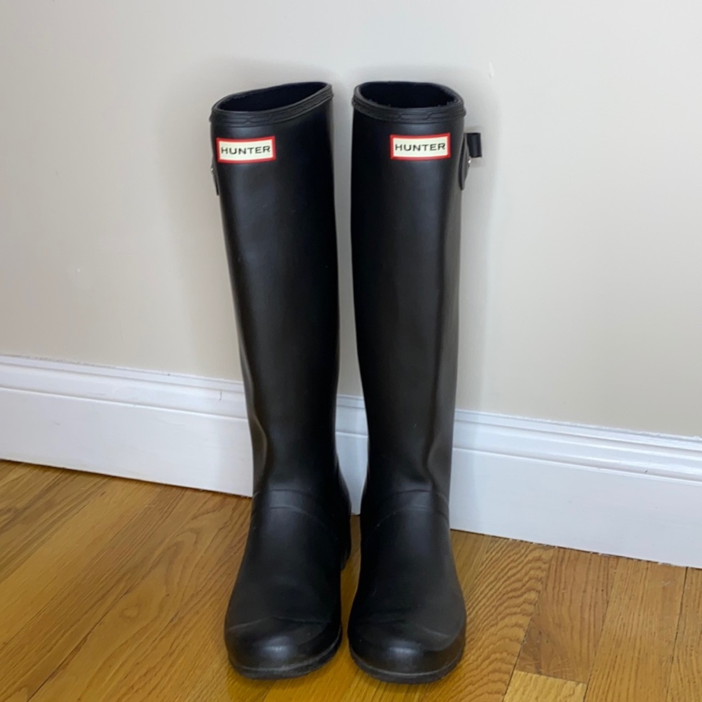 Hunter Packable Black Tall Rain Boots